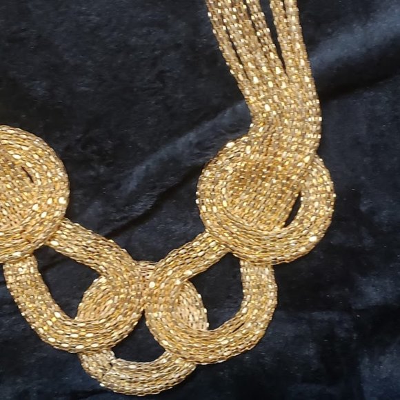 Vintage Burnished Gold Tone Bib Choker - Picture 5 of 6